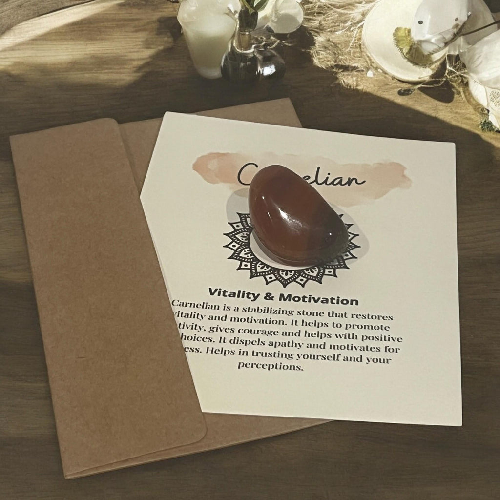 Carnelian Crystal with Meaning Card: Creativity & Motivation Stone - Winterberry Hearth