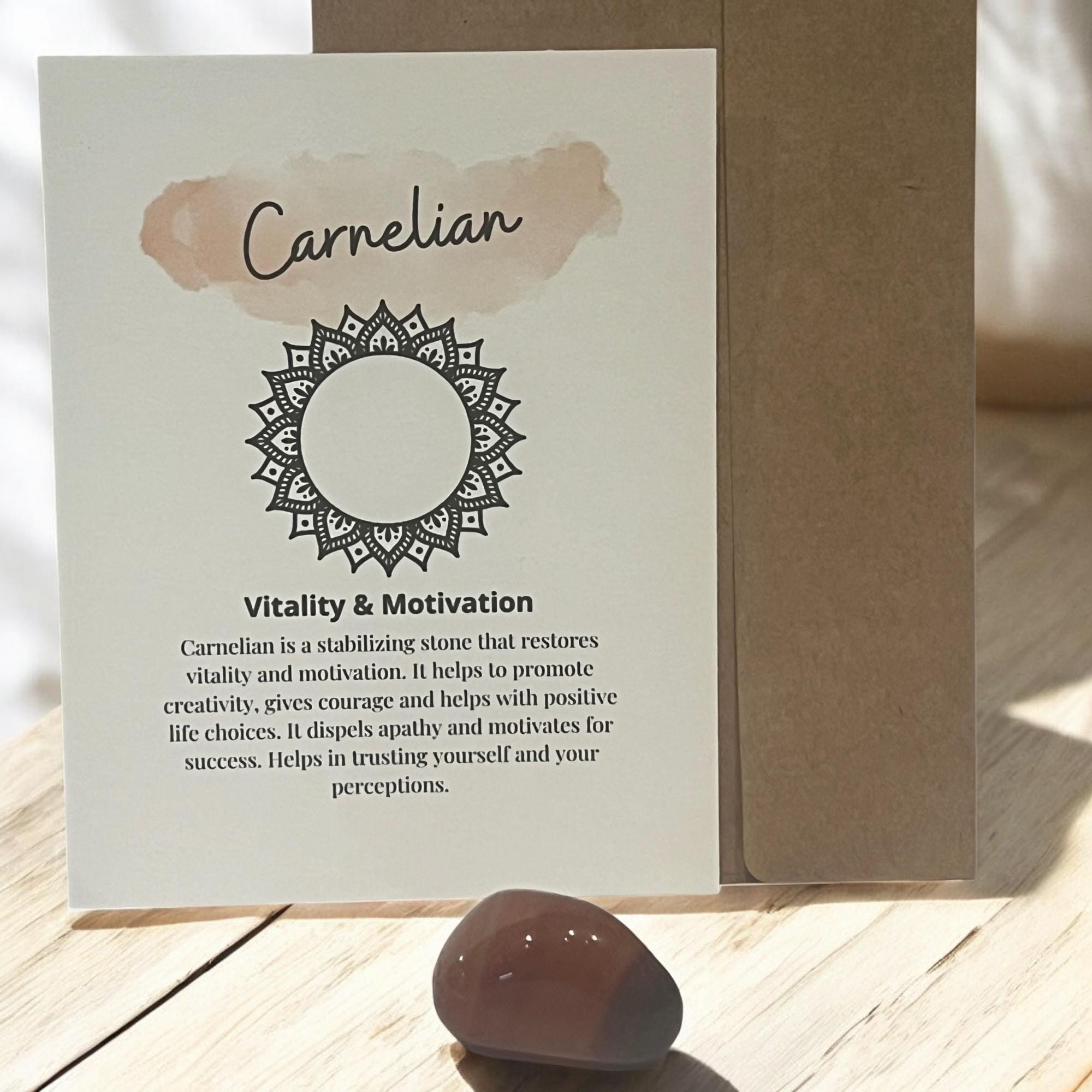 Carnelian Crystal with Meaning Card: Creativity & Motivation Stone - Winterberry Hearth