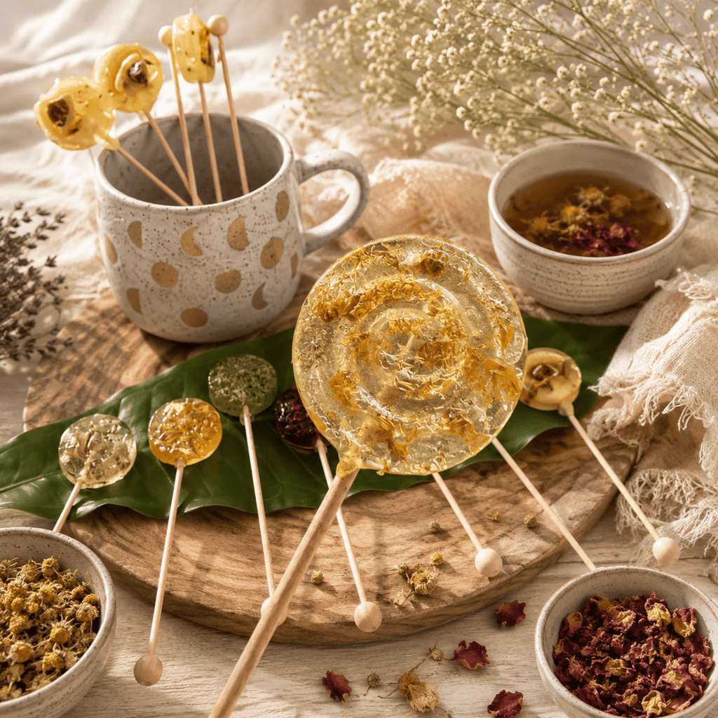 Chamomile Herbal Tea Lollipops, Relaxing Tea Stirrer Candy - Winterberry Hearth
