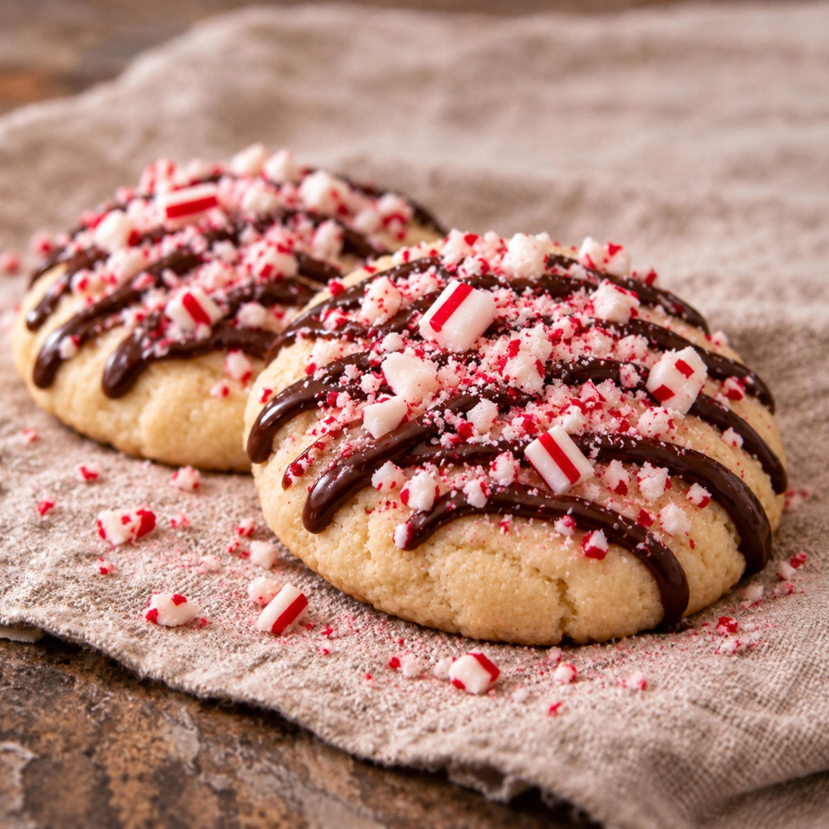 Chocolate Peppermint Cookies, Festive Winter Tea Cakes, Crushed Peppermint Sugar Cookie, Christmas Treat - Winterberry Hearth
