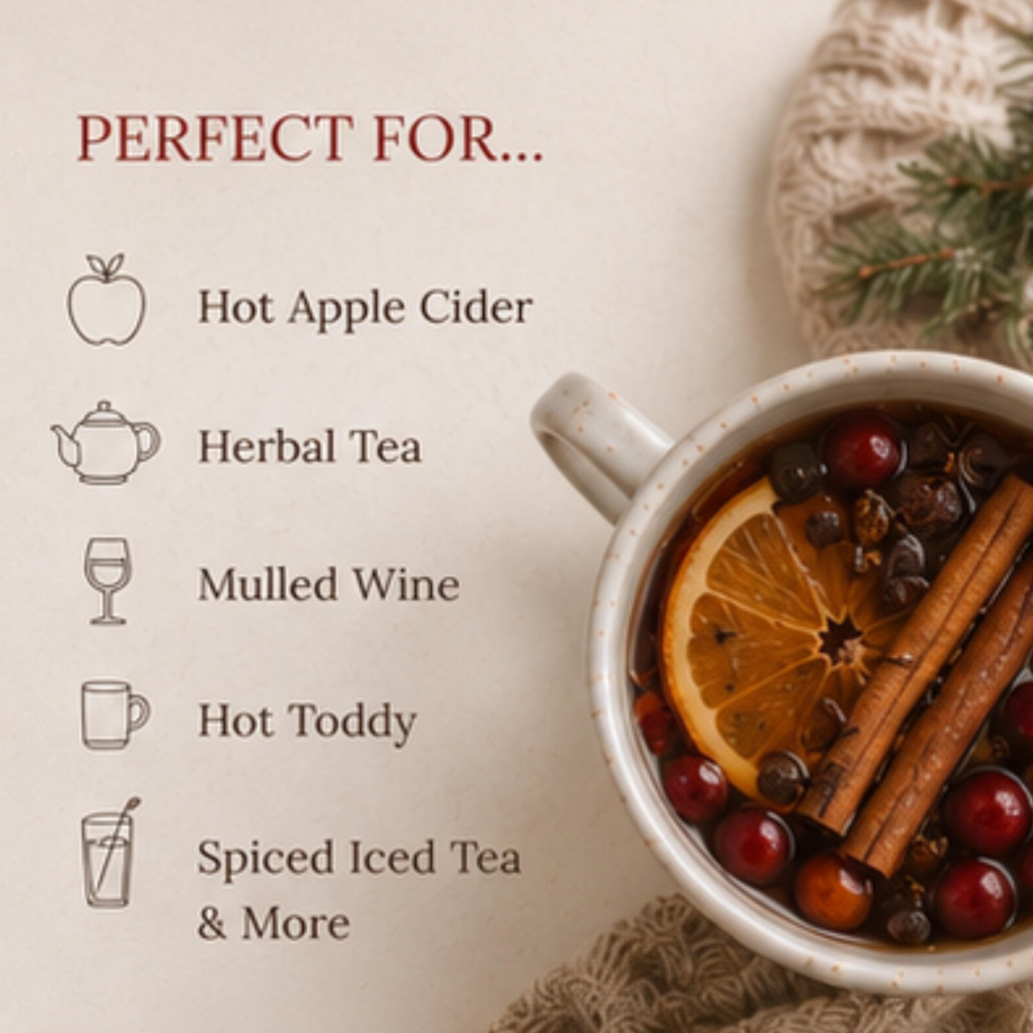 Christmas At Winterberry Mulling Spice Blend, Apple Cider Drink Mix, Holiday Mulled Wine - Winterberry Hearth