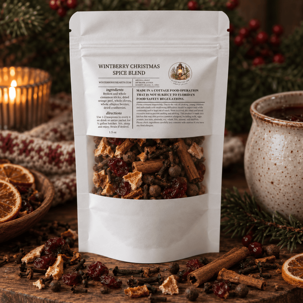Christmas Mulling Spice Blend, Holiday Mulled Wine Festive Drink Mix - Winterberry Hearth