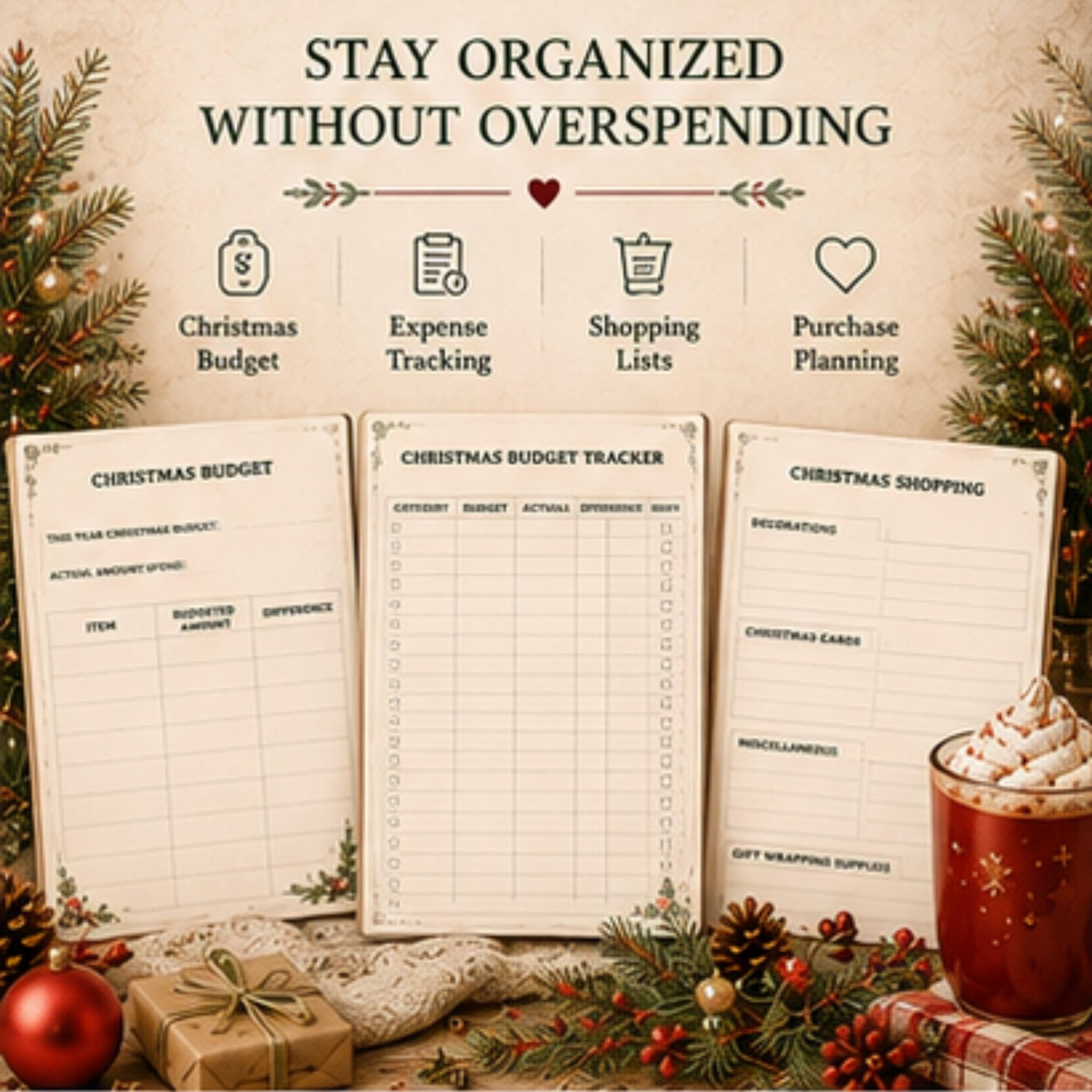 Christmas Planner Printable, Holiday Organizer, Christmas Binder, Gift Tracker - Winterberry Hearth