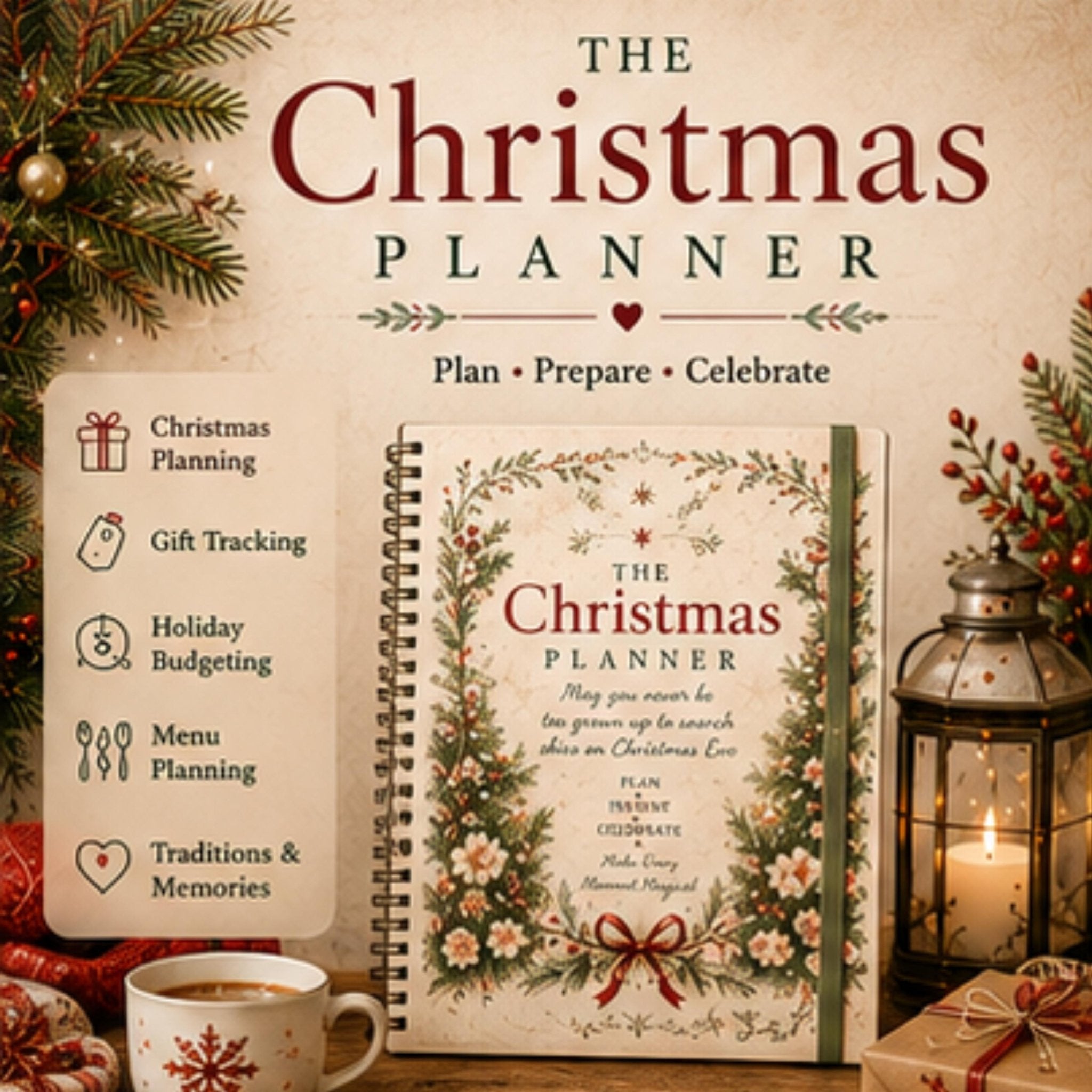 Christmas Planner Printable, Holiday Organizer, Christmas Binder, Gift Tracker - Winterberry Hearth