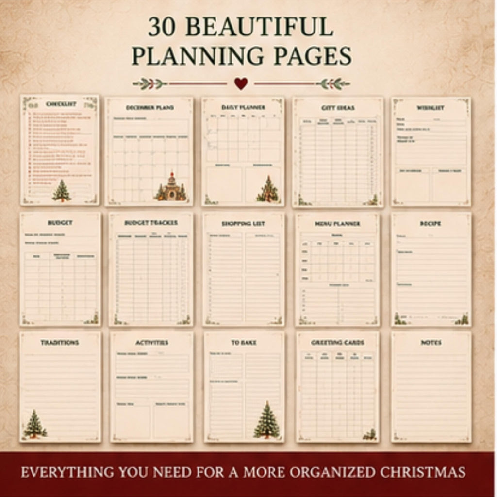 Christmas Planner Printable, Holiday Organizer, Christmas Binder, Gift Tracker - Winterberry Hearth