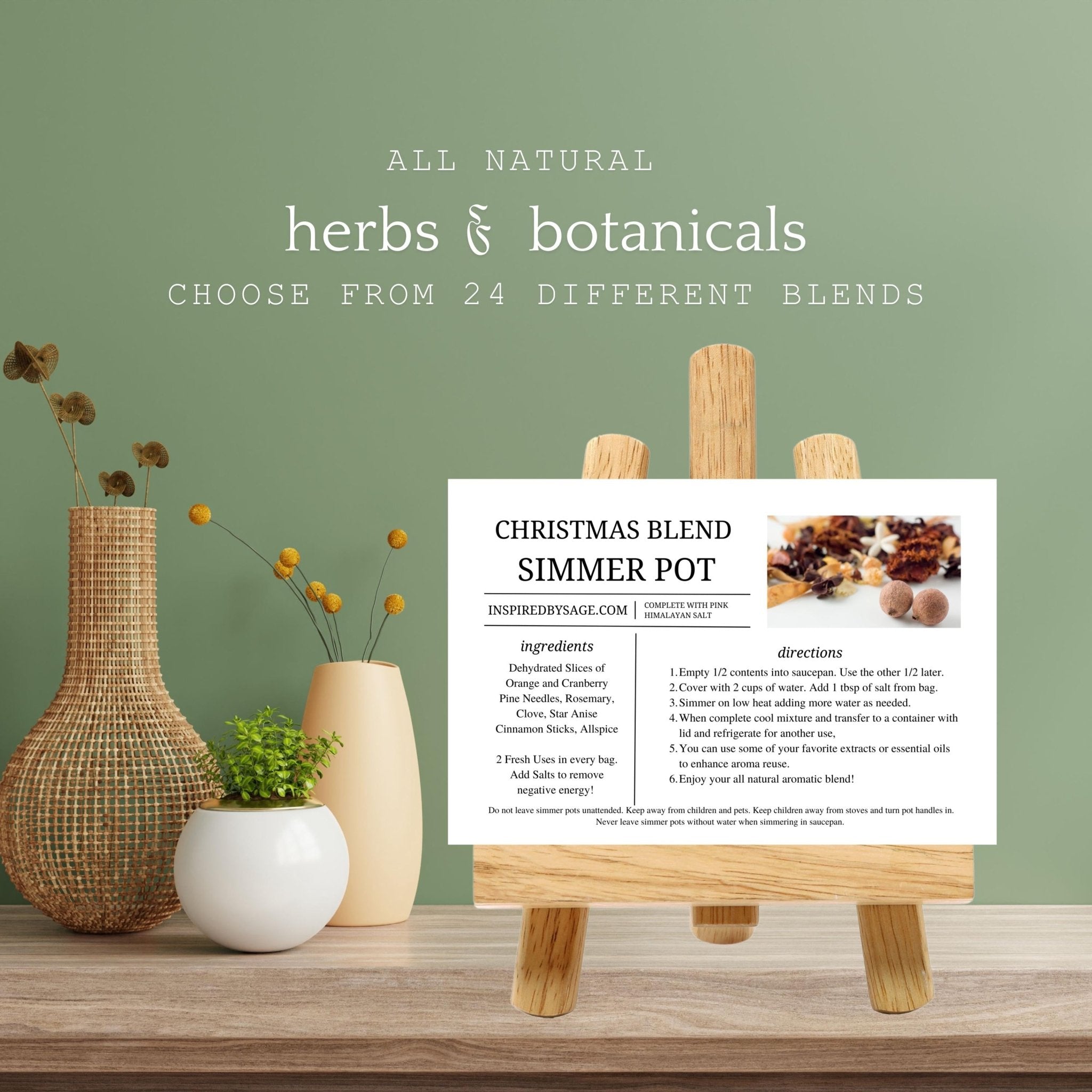 Christmas Simmer Pot Kit: Holiday Stovetop Potpourri, Herbs, Fruits & Spices Aroma - Winterberry Hearth
