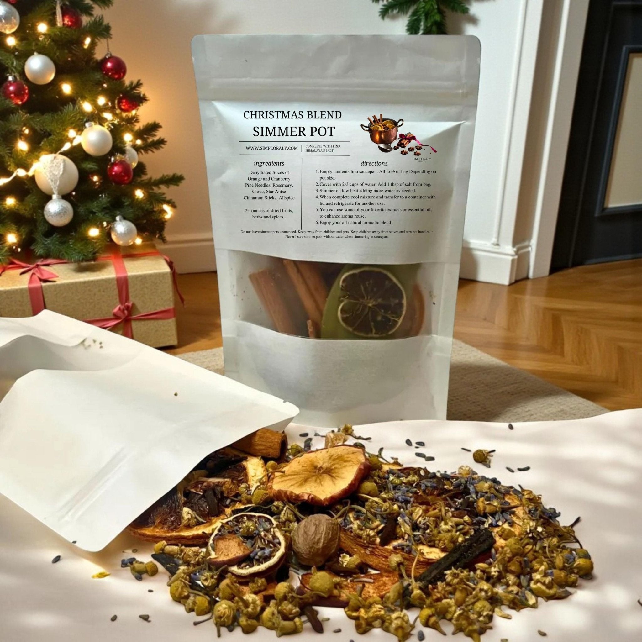 Christmas Simmer Pot Kit: Holiday Stovetop Potpourri, Herbs, Fruits & Spices Aroma - Winterberry Hearth