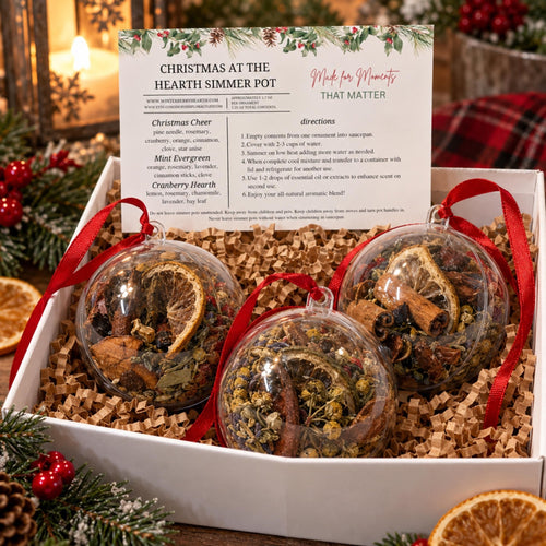 Christmas Simmer Pot Ornaments Set of 3, Natural Holiday Home Fragrance Gift - Winterberry Hearth
