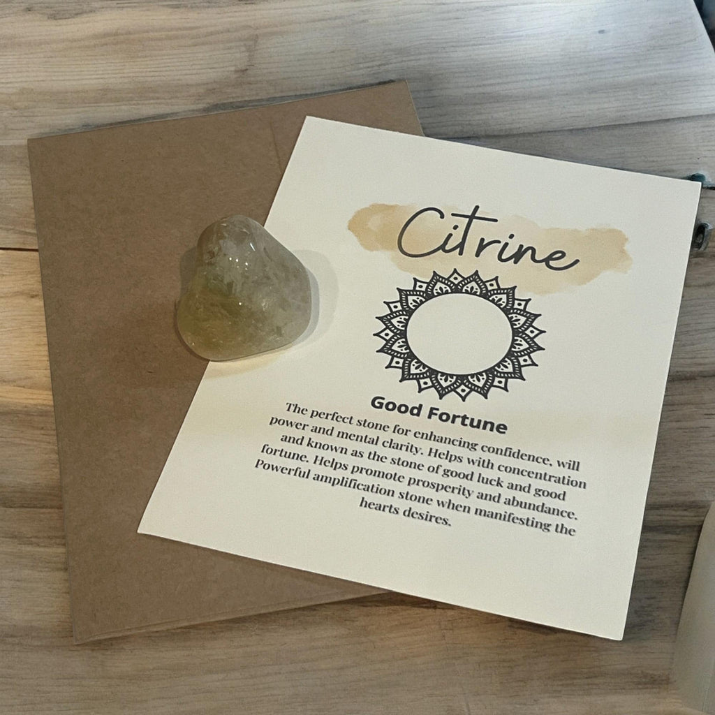 Citrine Crystal with Meaning Card: Abundance & Prosperity Gift - Winterberry Hearth