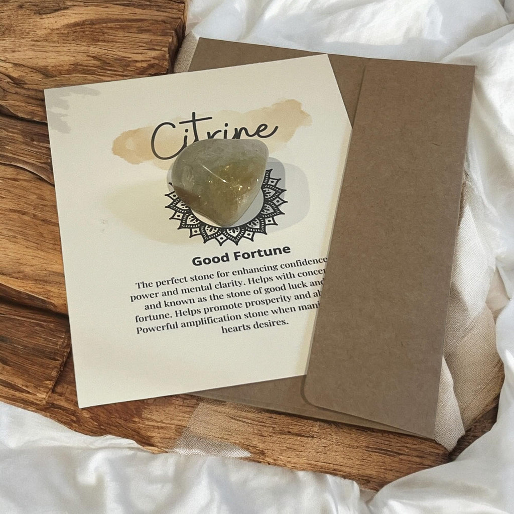 Citrine Crystal with Meaning Card: Abundance & Prosperity Gift - Winterberry Hearth