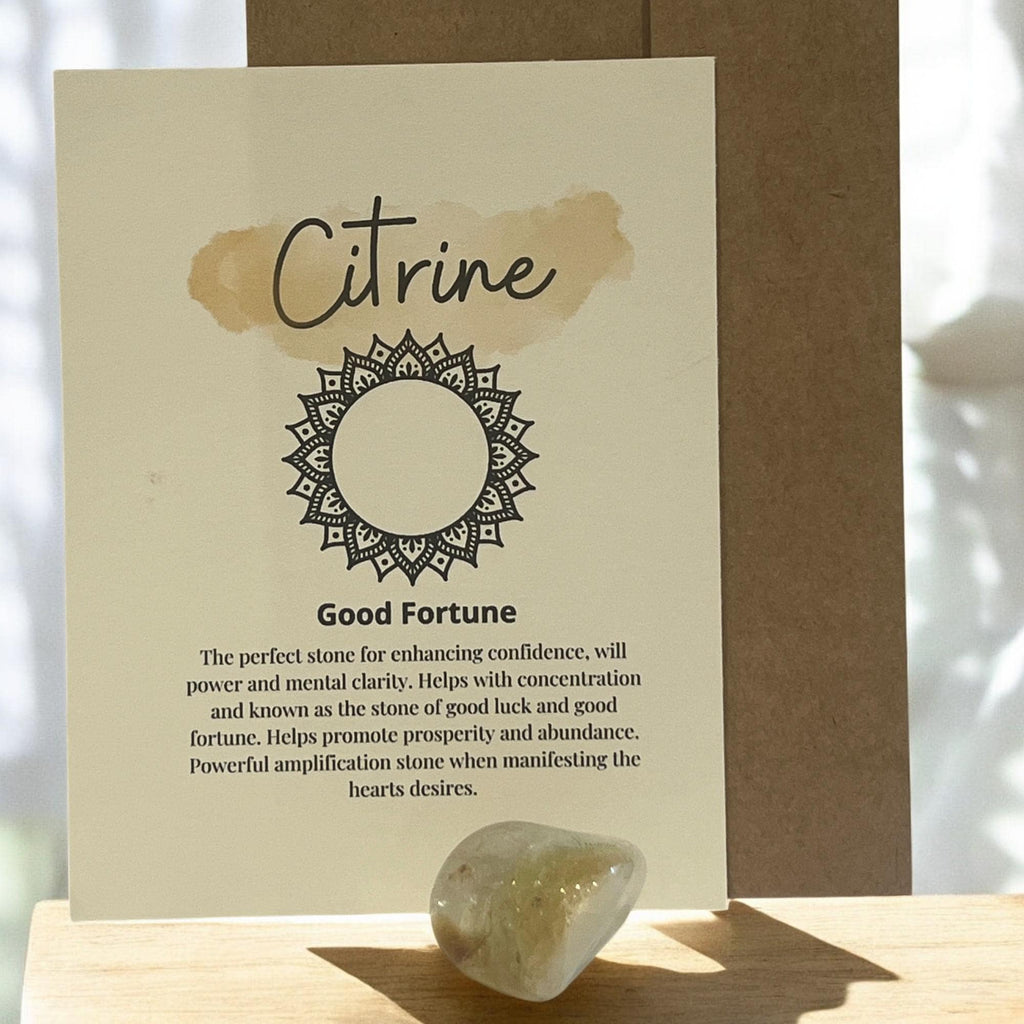 Citrine Crystal with Meaning Card: Abundance & Prosperity Gift - Winterberry Hearth