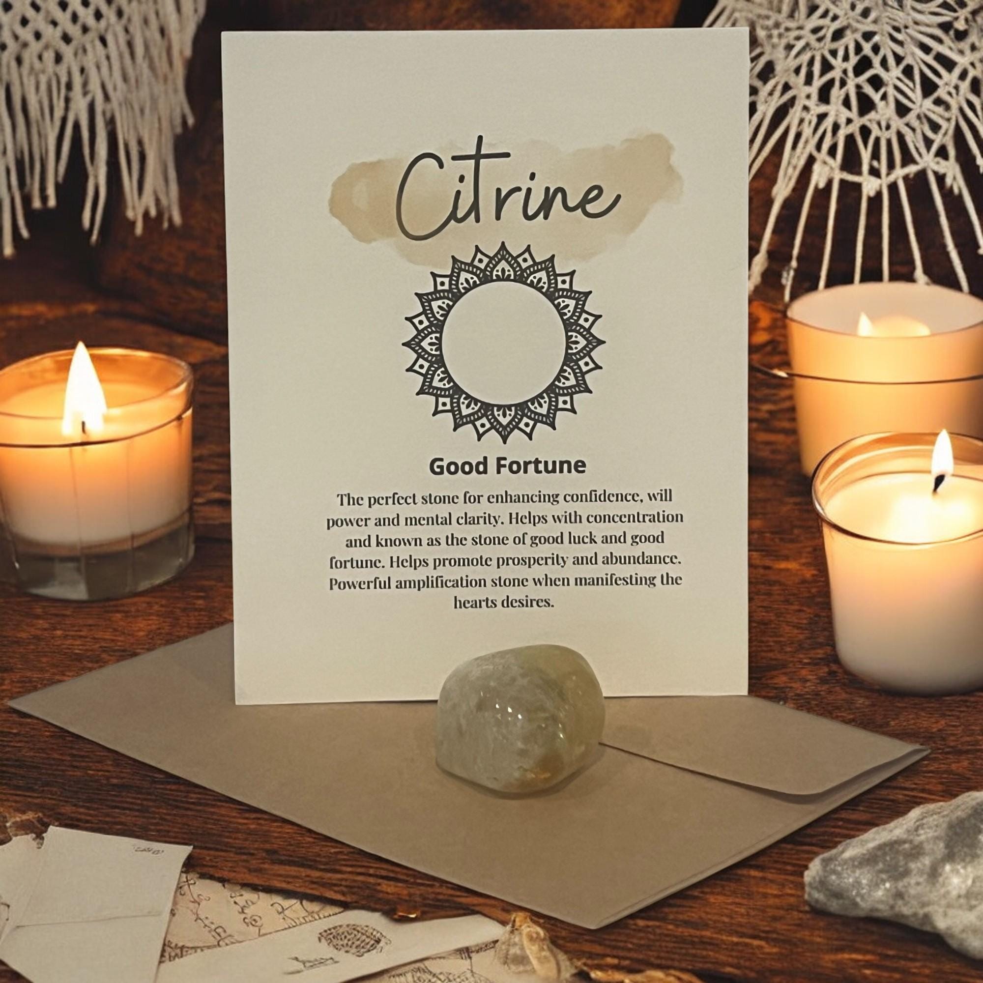 Citrine Crystal with Meaning Card: Abundance & Prosperity Gift - Winterberry Hearth
