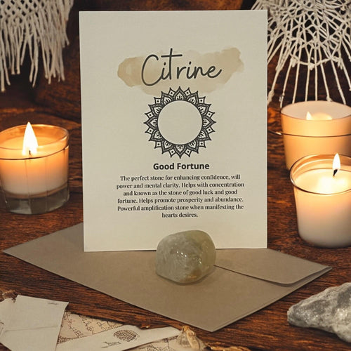 Citrine Crystal with Meaning Card: Abundance & Prosperity Gift - Winterberry Hearth