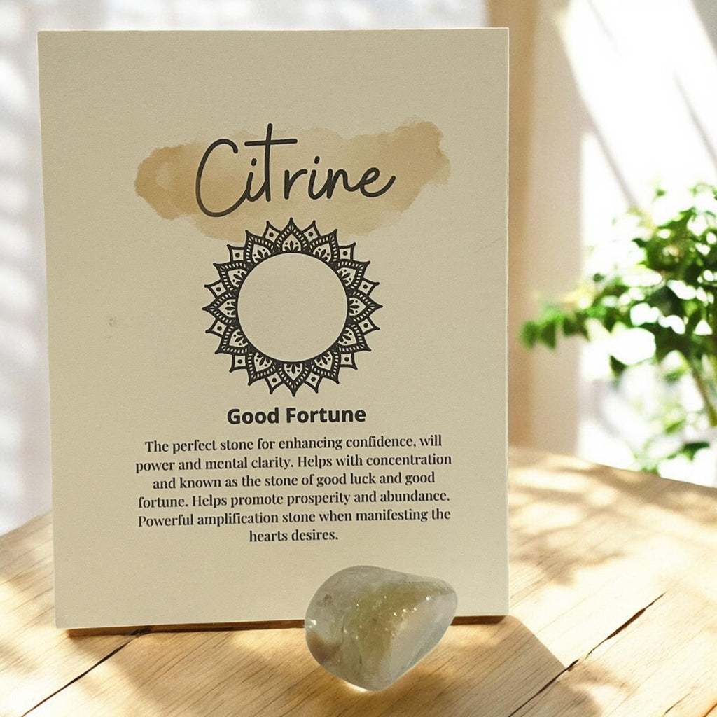 Citrine Crystal with Meaning Card: Abundance & Prosperity Gift - Winterberry Hearth