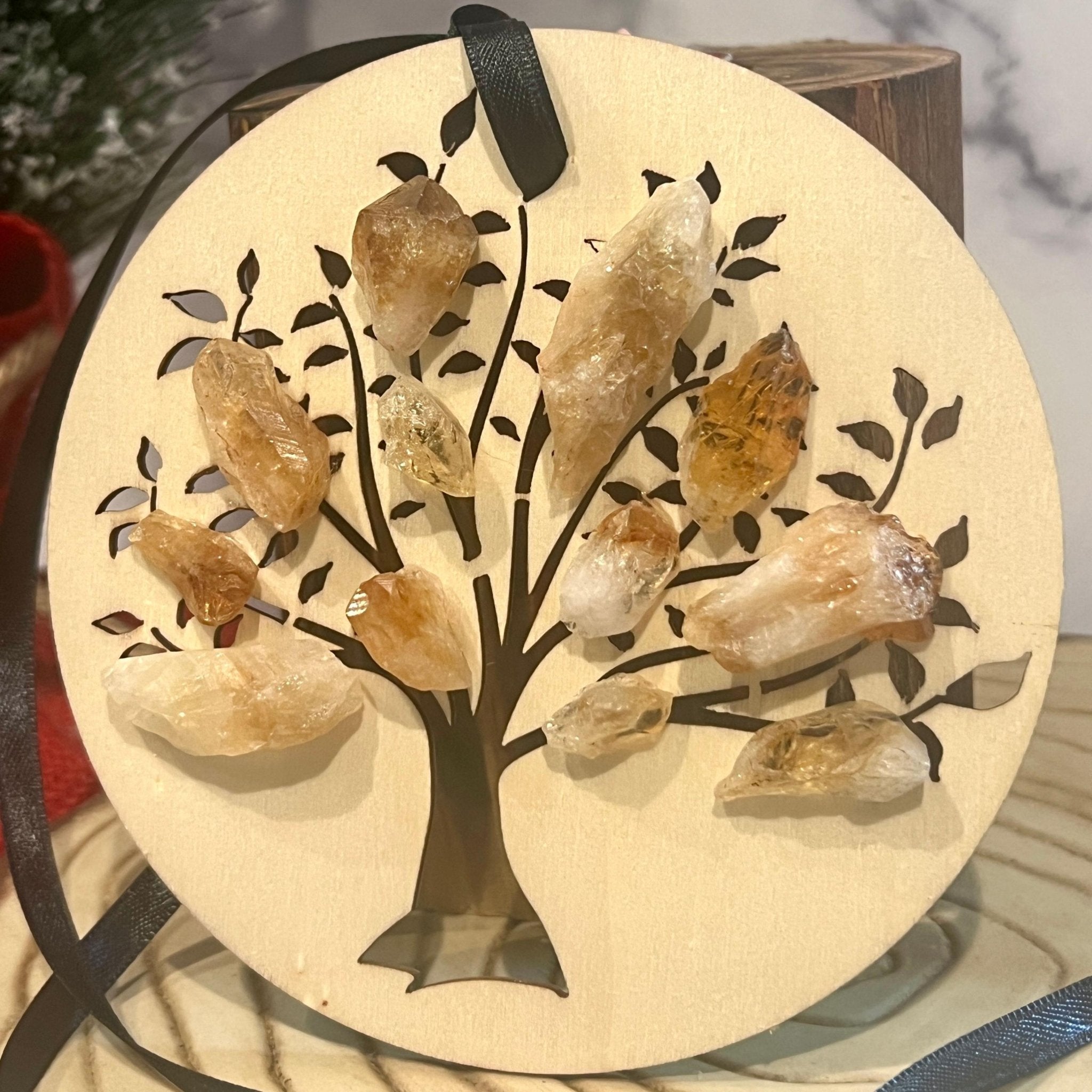 Citrine Tree of Life Christmas Ornament: Simple Cottagecore Holiday Decor - Winterberry Hearth