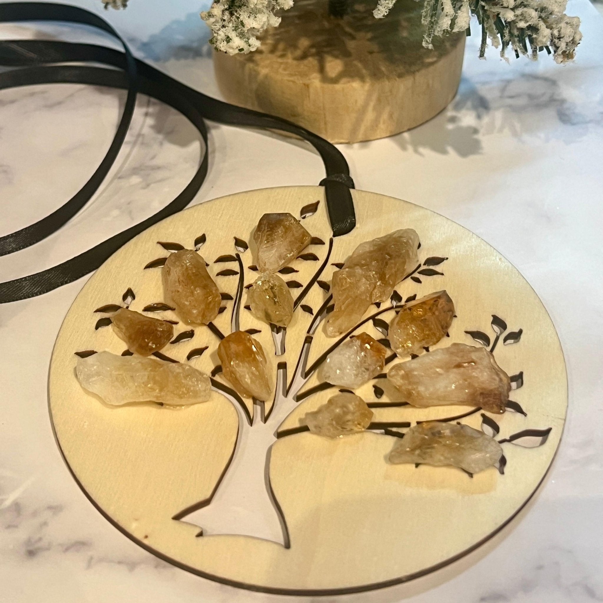 Citrine Tree of Life Christmas Ornament: Simple Cottagecore Holiday Decor - Winterberry Hearth