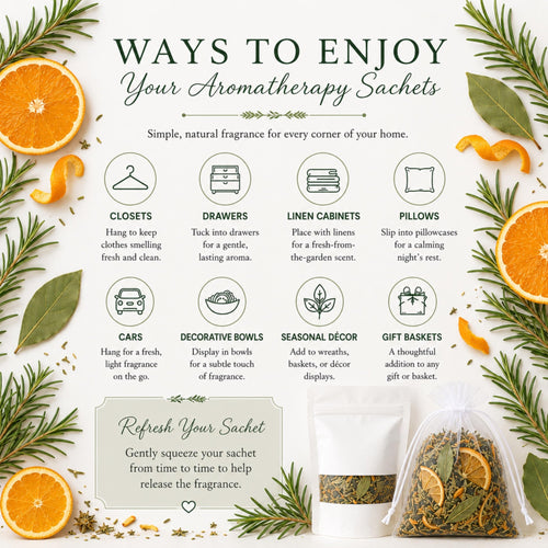 Citrus Rosemary Hearth Sachet, Abundance Home Fragrance, Botanical Aroma, Drawer Freshener, Housewarming Gift - Winterberry Hearth