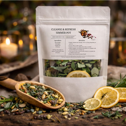 Cleanse & Refresh Simmer Pot Blend, Energy Clearing Aromatherapy, Herbal Stove Simmer - Winterberry Hearth