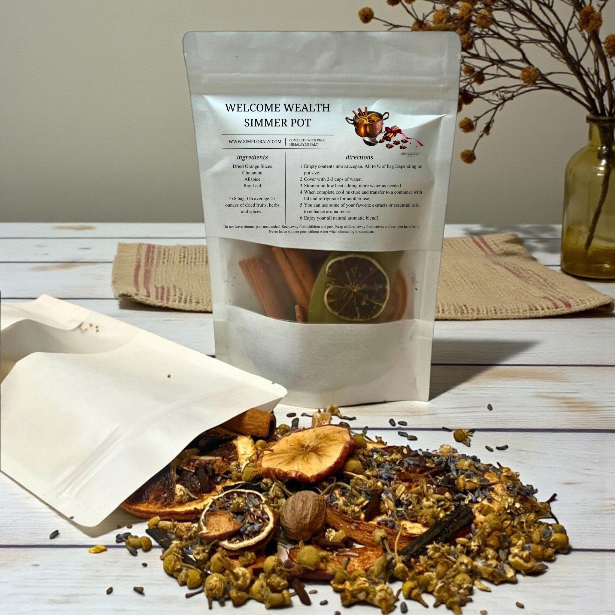 Cleanse & Refresh Simmer Pot Blend, Energy Clearing Aromatherapy, Herbal Stove Simmer - Winterberry Hearth