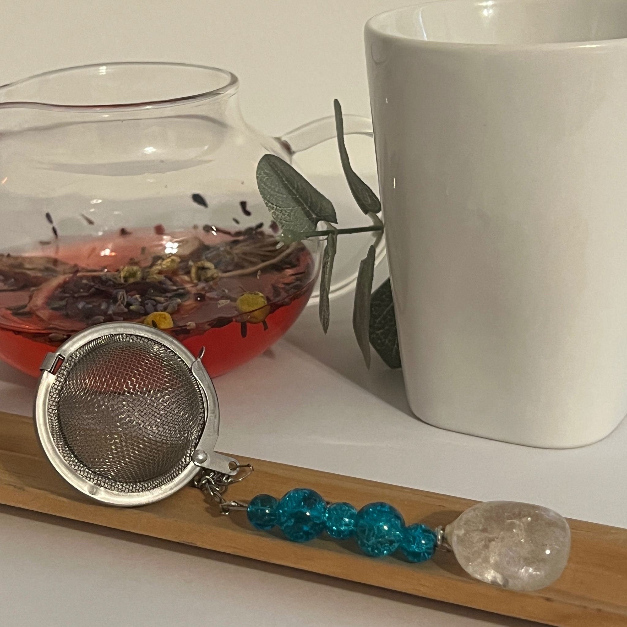 Clear Quartz Crystal Tea Steeper: Stainless Steel Loose Leaf Infuser - Winterberry Hearth