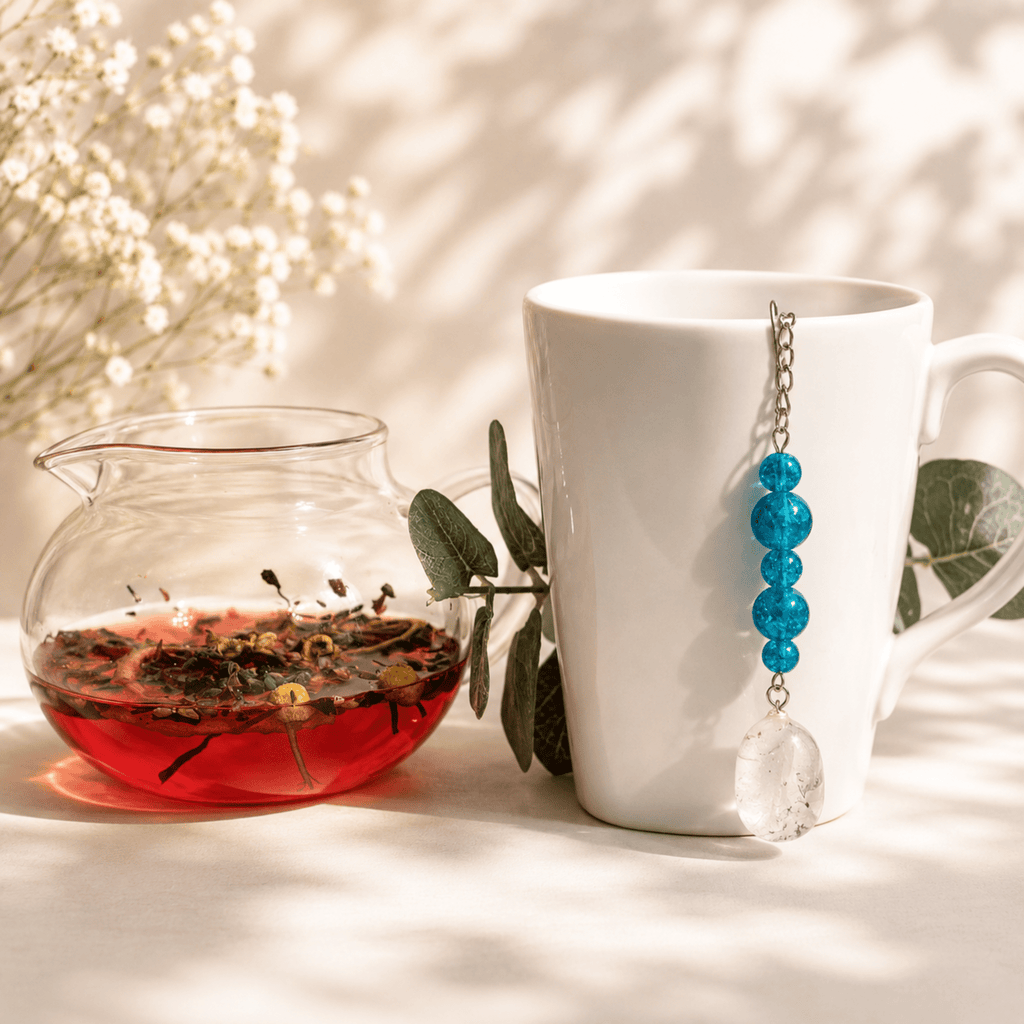 Clear Quartz Crystal Tea Steeper: Stainless Steel Loose Leaf Infuser - Winterberry Hearth
