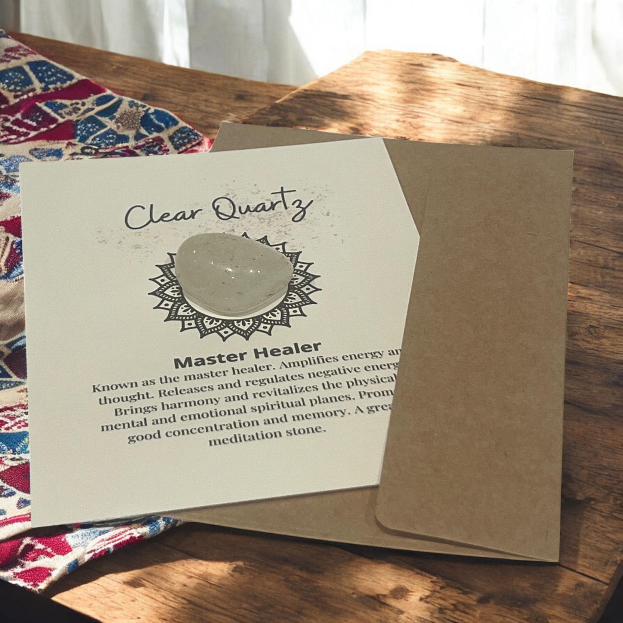 Clear Quartz Crystal with Meaning Card: Energy Amplifier, Meditation Tool - Winterberry Hearth