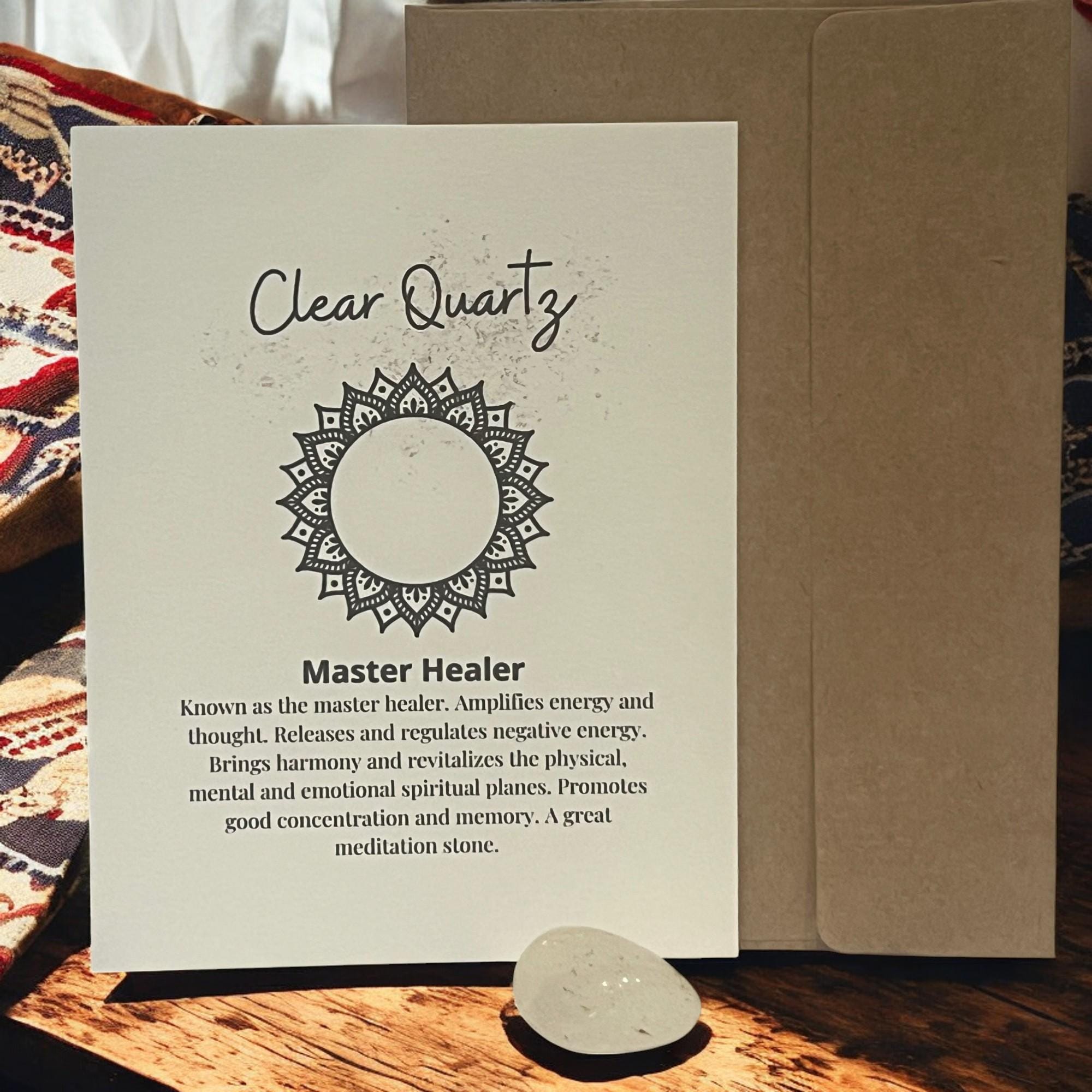 Clear Quartz Crystal with Meaning Card: Energy Amplifier, Meditation Tool - Winterberry Hearth