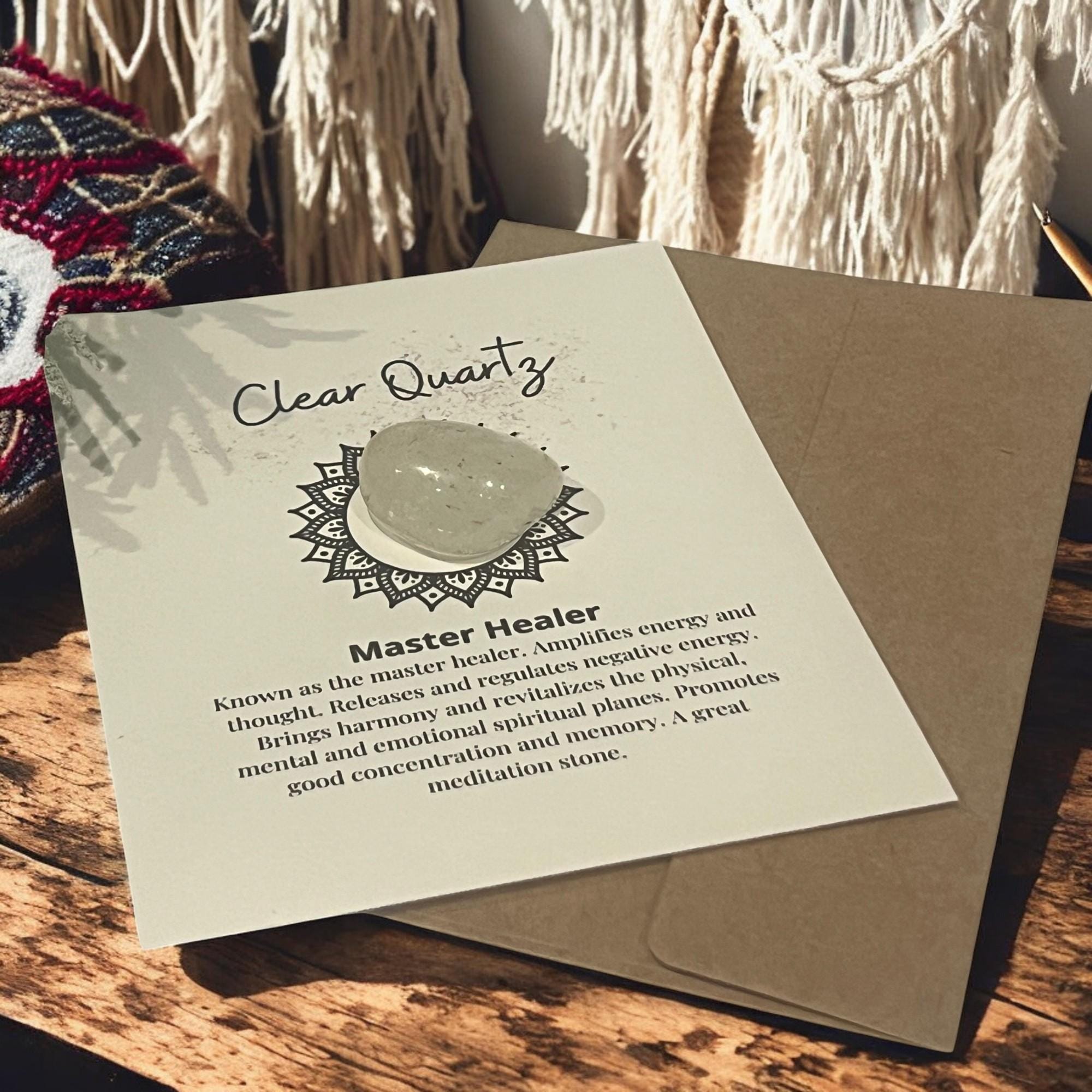 Clear Quartz Crystal with Meaning Card: Energy Amplifier, Meditation Tool - Winterberry Hearth