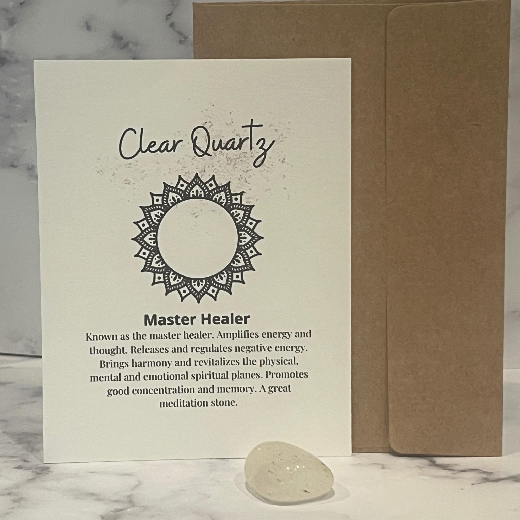 Clear Quartz Crystal with Meaning Card: Energy Amplifier, Meditation Tool - Winterberry Hearth