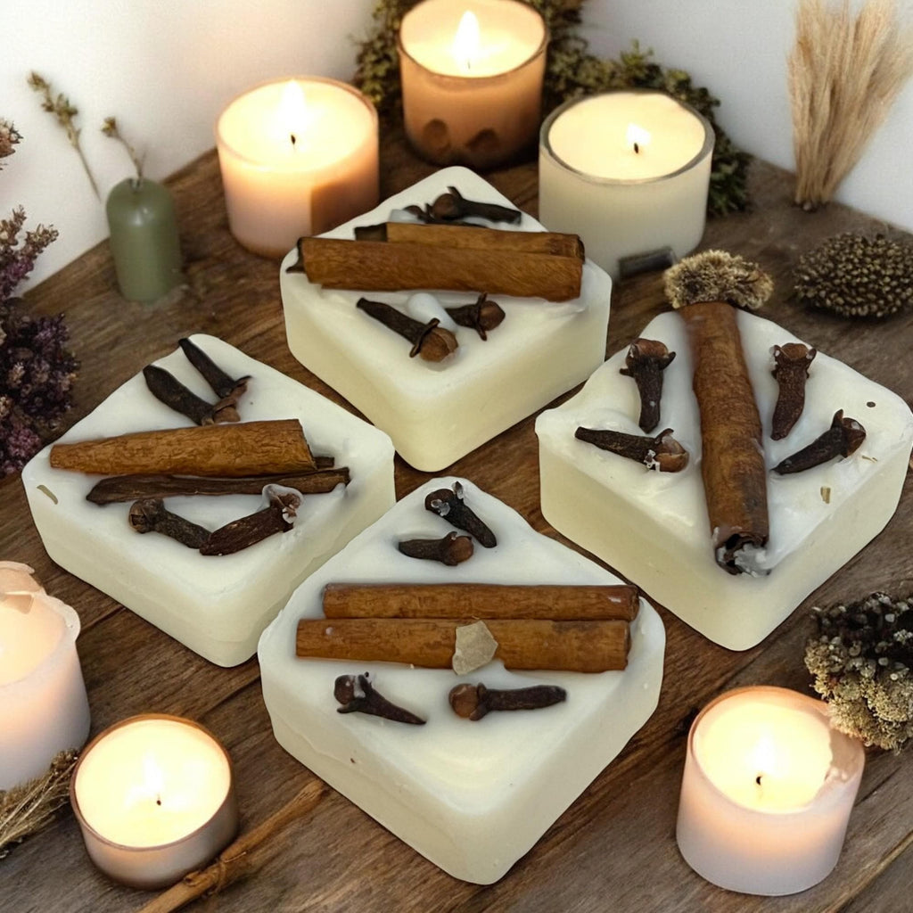Clove & Cinnamon Soy Wax Melts: Herbal Infused Aromatherapy Tarts, Set of 12 - Winterberry Hearth