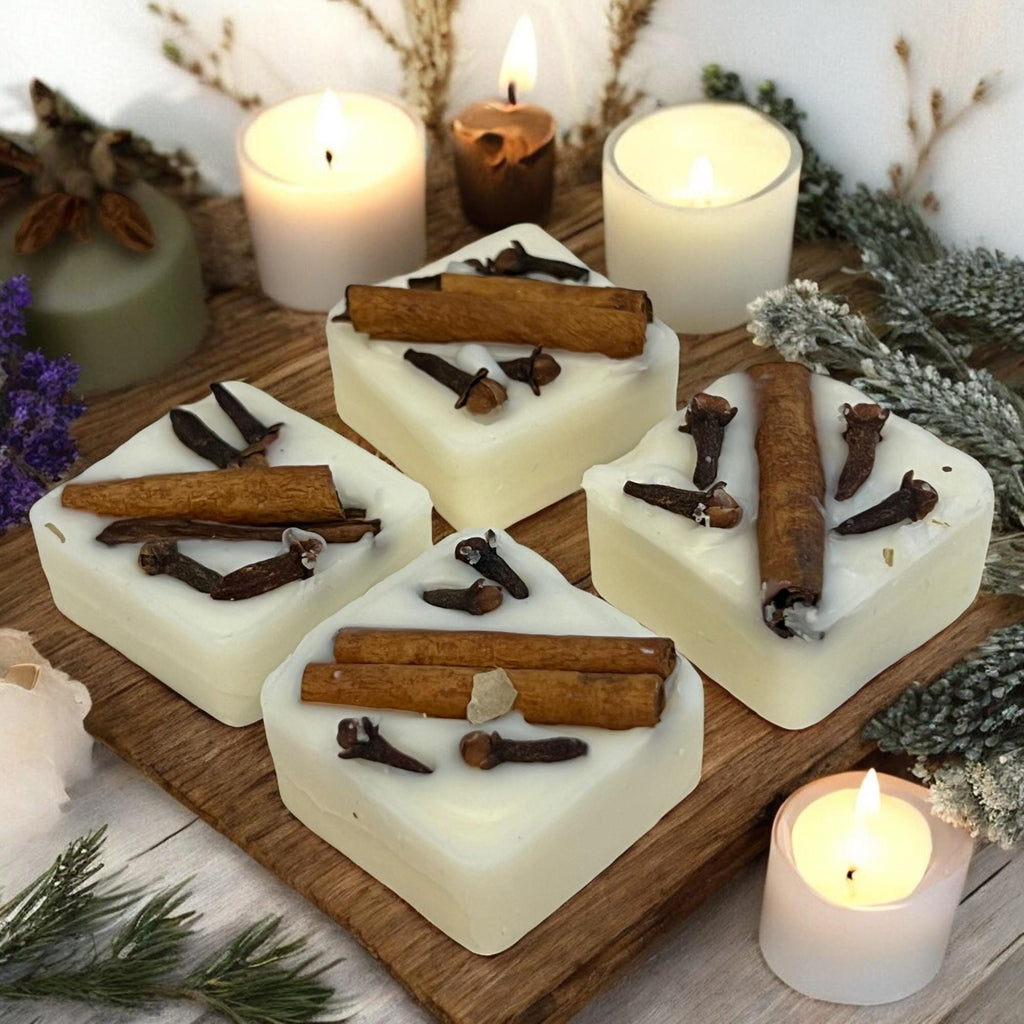 Clove & Cinnamon Soy Wax Melts: Herbal Infused Aromatherapy Tarts, Set of 12 - Winterberry Hearth