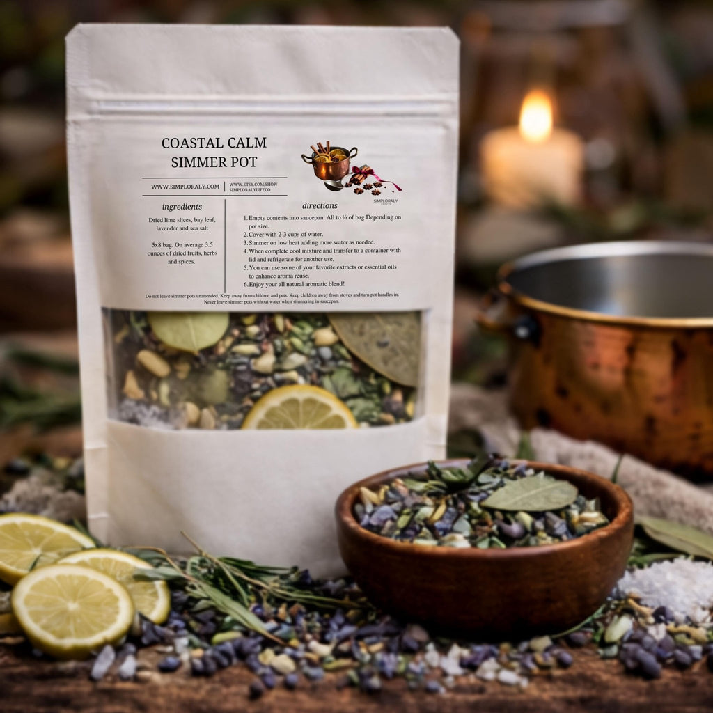 Coastal Calm Simmer Pot, Lime Lavender Bay Lead Stovetop Potpourri, Fresh Coastal Home Fragrance - Winterberry Hearth