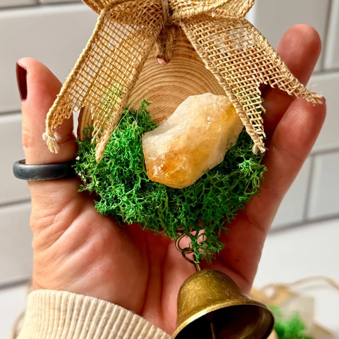 Cottage Prosperity Blessing Ornament, Christmas Tree Abundance Bell - Winterberry Hearth