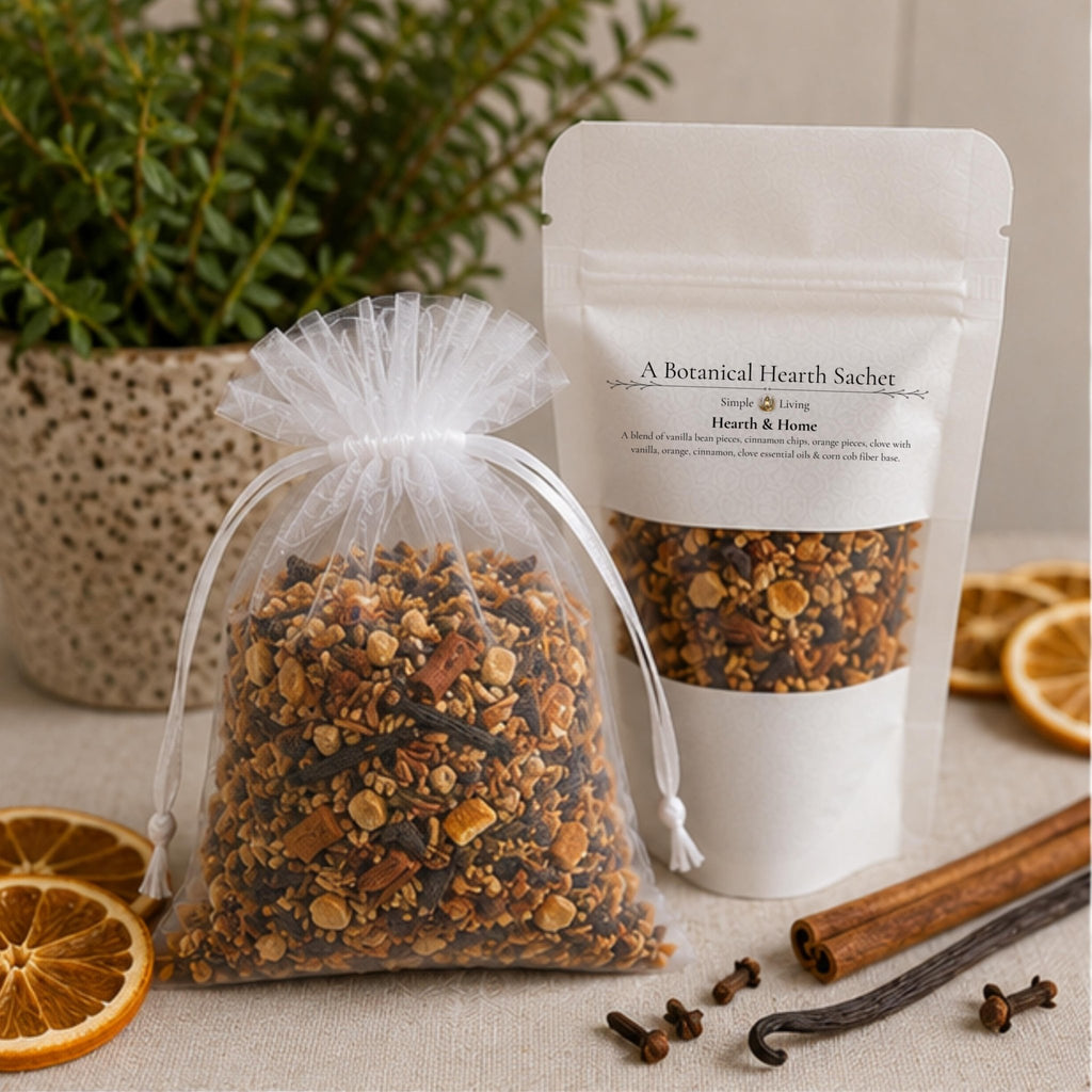 Cozy Home Fragrance Sachet, Hearth and Home Aromatherapy, Orange Vanilla Spice, Botanical Gift - Winterberry Hearth