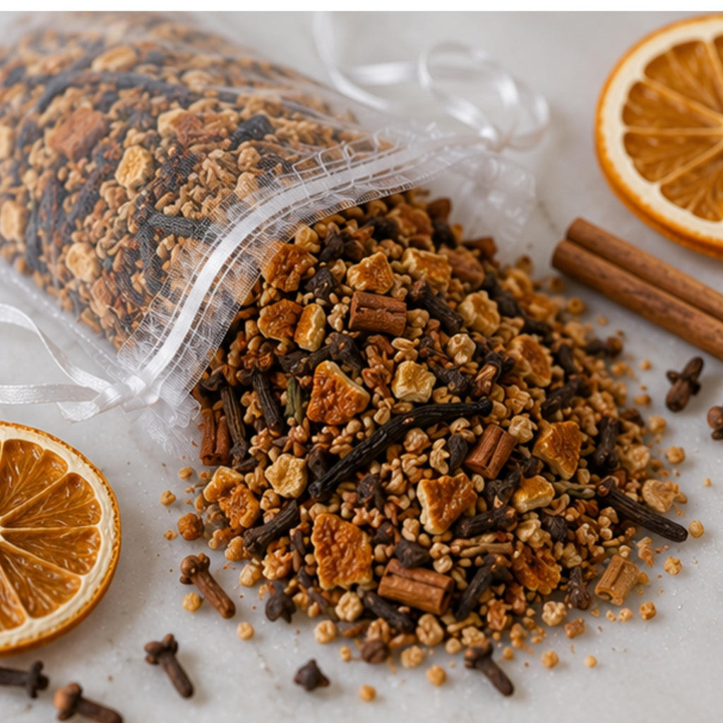Cozy Home Fragrance Sachet, Hearth and Home Aromatherapy, Orange Vanilla Spice, Botanical Gift - Winterberry Hearth