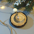 Crescent Moon Ornament, Celestial Gift, Light Catcher Wood Slice Decor - Winterberry Hearth