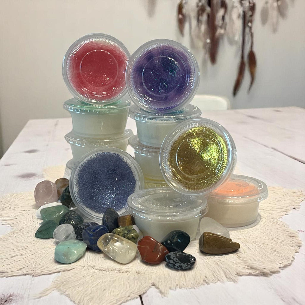 Crystal Reveal Wax Melt Set: Glitter Soy Wax Tart with Hidden Healing Stone - Winterberry Hearth