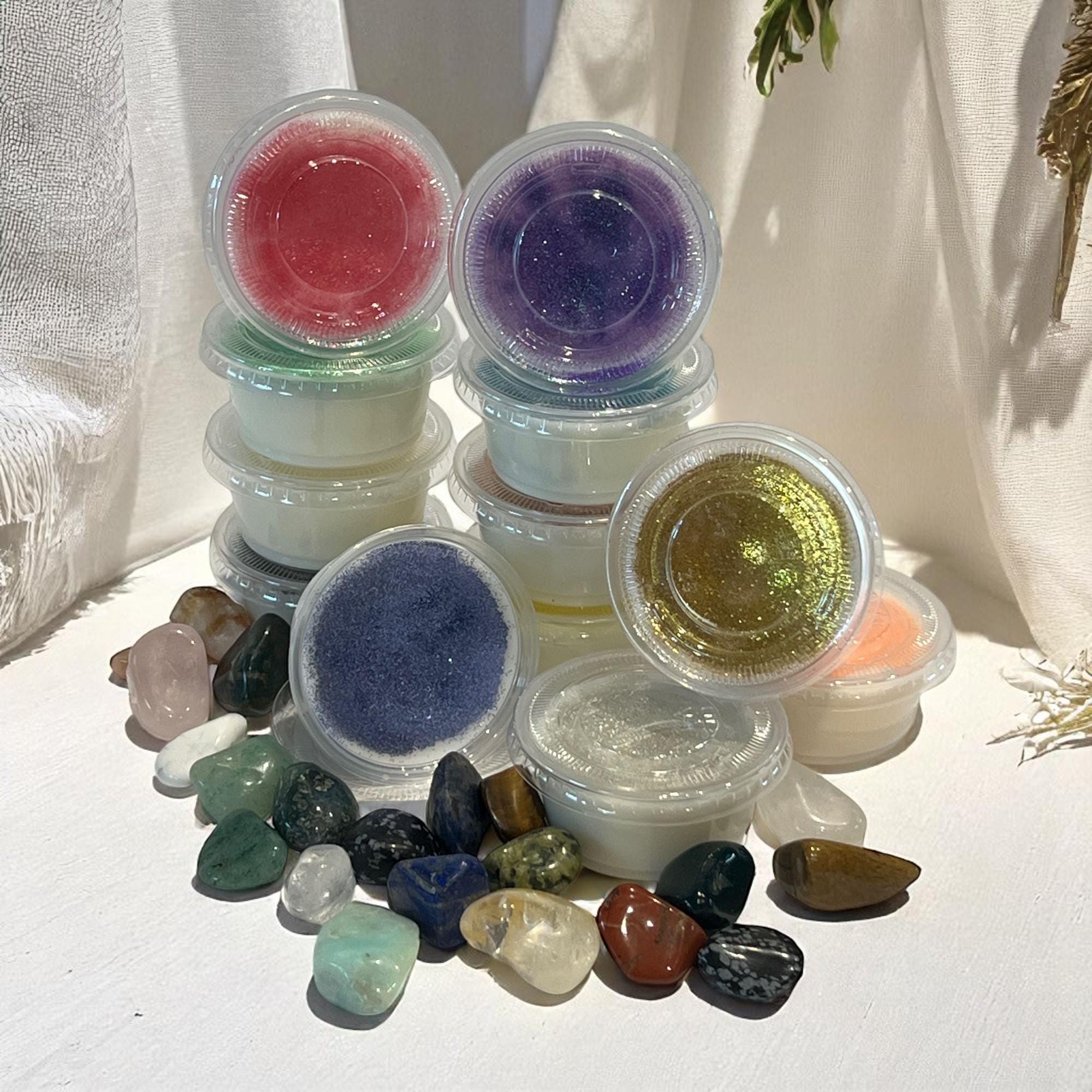 Crystal Reveal Wax Melt Set: Glitter Soy Wax Tart with Hidden Healing Stone - Winterberry Hearth