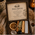 Daily Ritual Crystal Set, Cottage Kitchen Decor, Mindful Living Wooden Keepsake Box - Winterberry Hearth