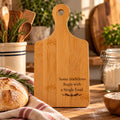 Engraved Bamboo Bread Board with Handle, Rustic Loaf Serving Tray, Wood Cheese Board - Winterberry Hearth