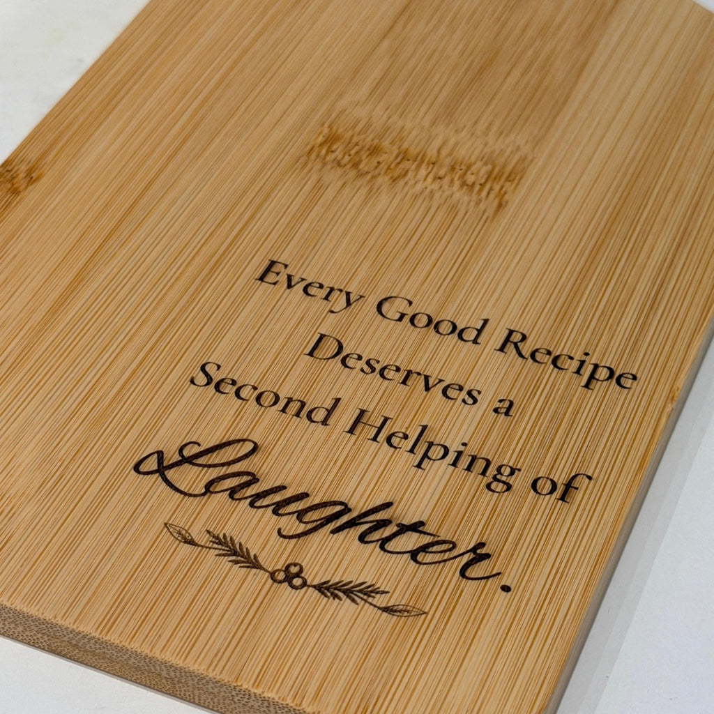 Engraved Bamboo Cutting Board with Handle, Wood Bread Serving Tray, Cheese & Chopping Board - Winterberry Hearth