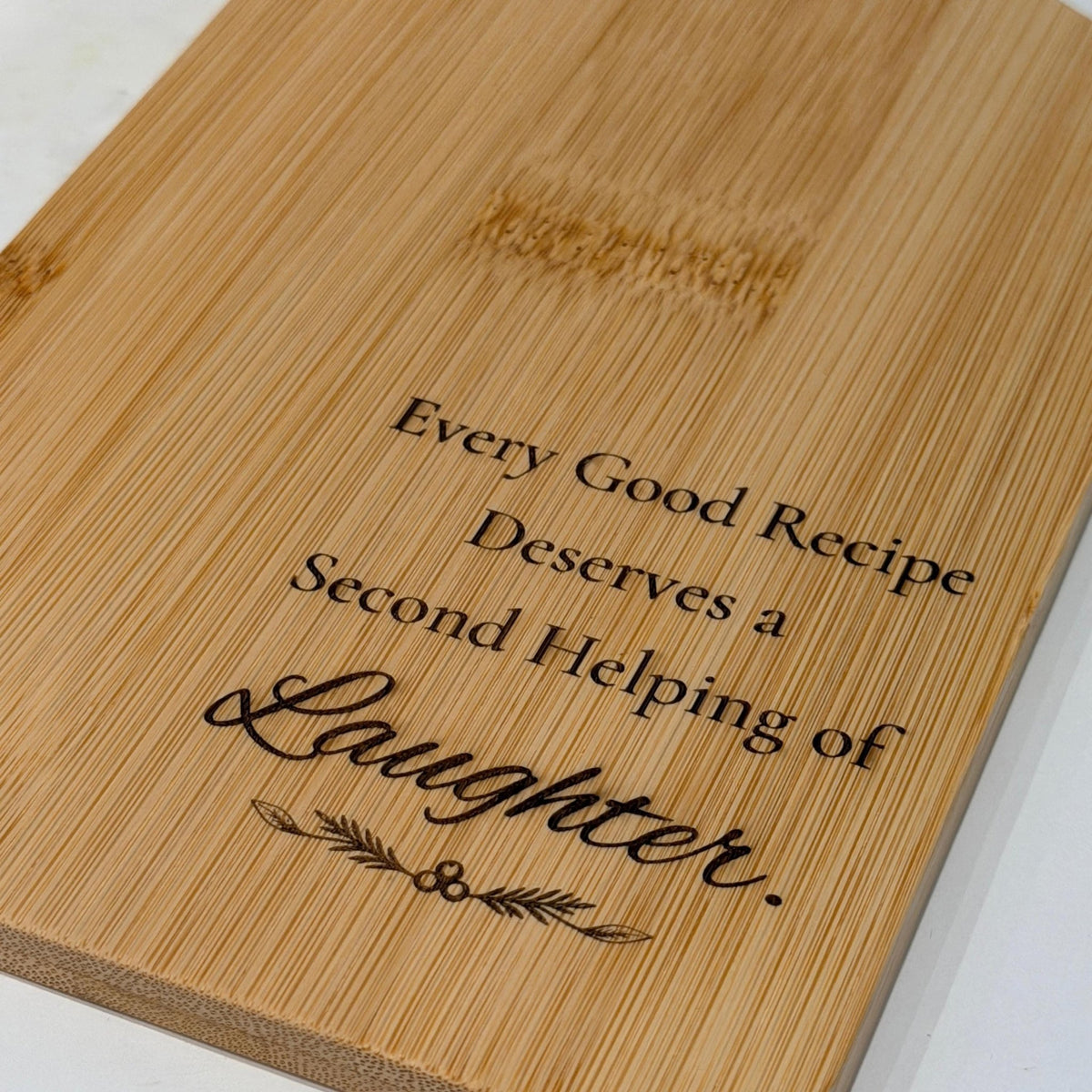Engraved Bamboo Cutting Board with Handle, Wood Bread Serving Tray, Cheese & Chopping Board - Winterberry Hearth