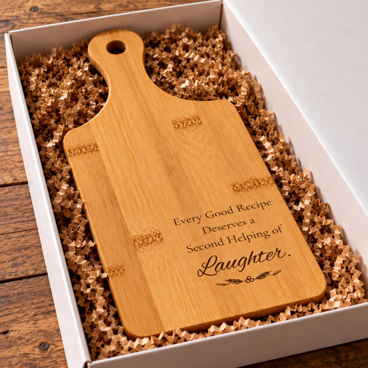 Engraved Bamboo Cutting Board with Handle, Wood Bread Serving Tray, Cheese & Chopping Board - Winterberry Hearth