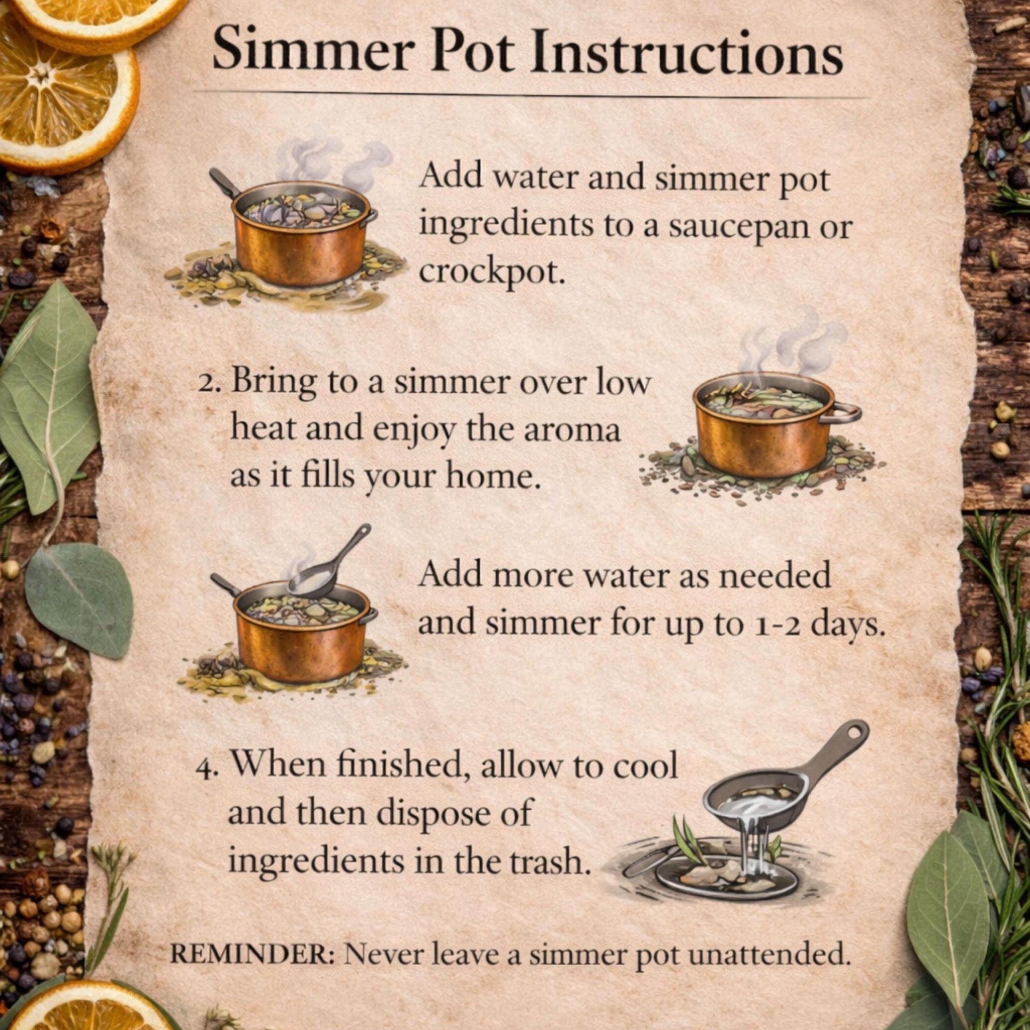 Evening Porch Simmer Pot, Orange Chamomile Vanilla Stovetop Potpourri, Cozy Relaxing Home Fragrance - Winterberry Hearth