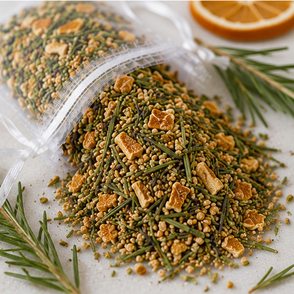 Evergreen Citrus Sachet Home Fragrance, Yuletide Welcome, Pine Rosemary Orange Aroma Pouch, Hostess Gift - Winterberry Hearth