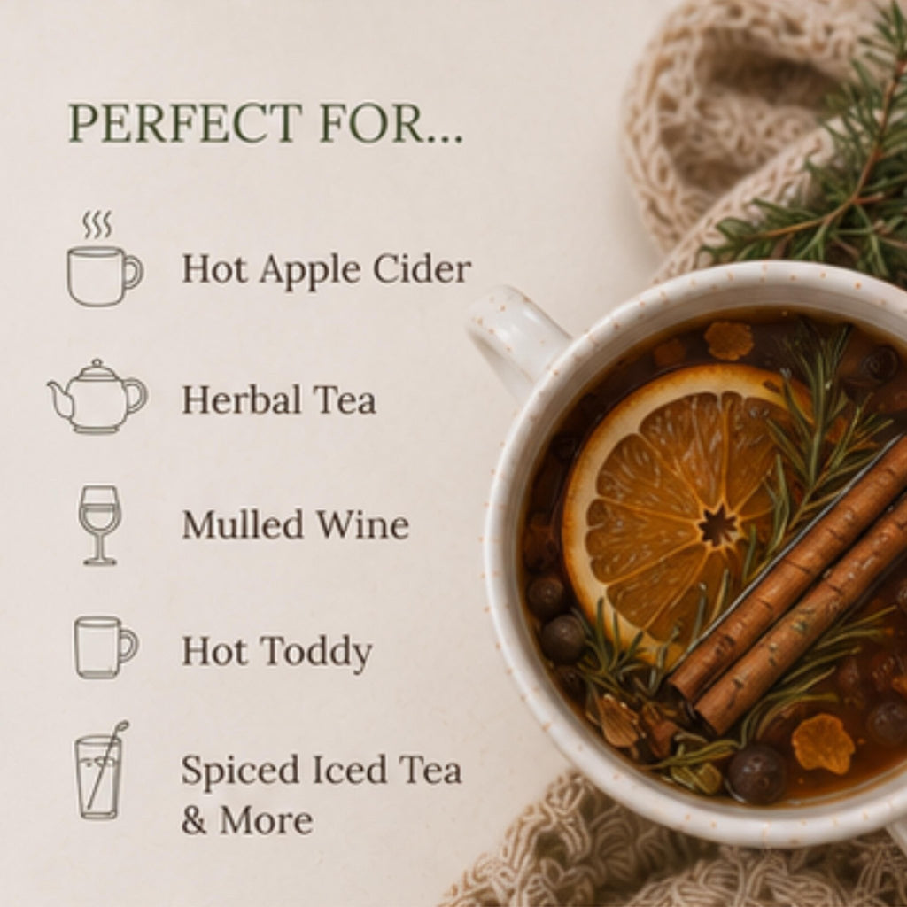 Evergreen Gathering Mulling Spice Blend, Apple Cider Kit, Mulled Wine Drink Pack Old World - Winterberry Hearth