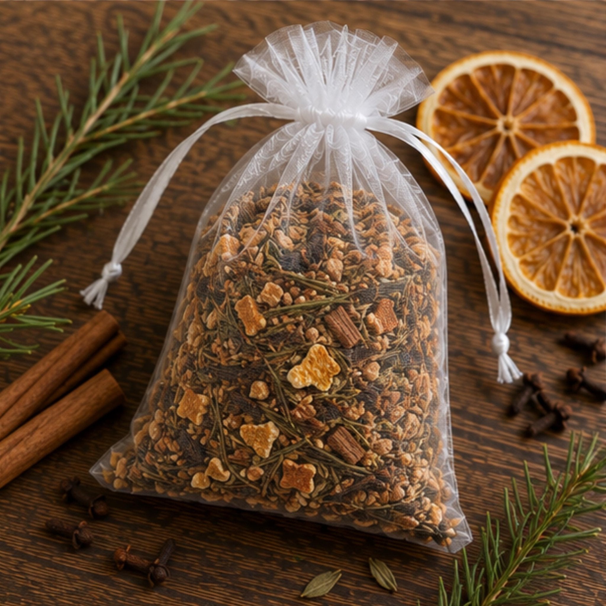 Evergreen Gathering Sachet, Woodland Home Fragrance, Pine Juniper Botanical Pouch, Hearth Decor - Winterberry Hearth