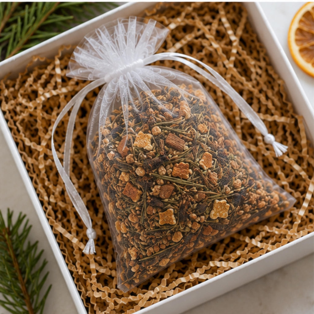 Evergreen Gathering Sachet, Woodland Home Fragrance, Pine Juniper Botanical Pouch, Hearth Decor - Winterberry Hearth