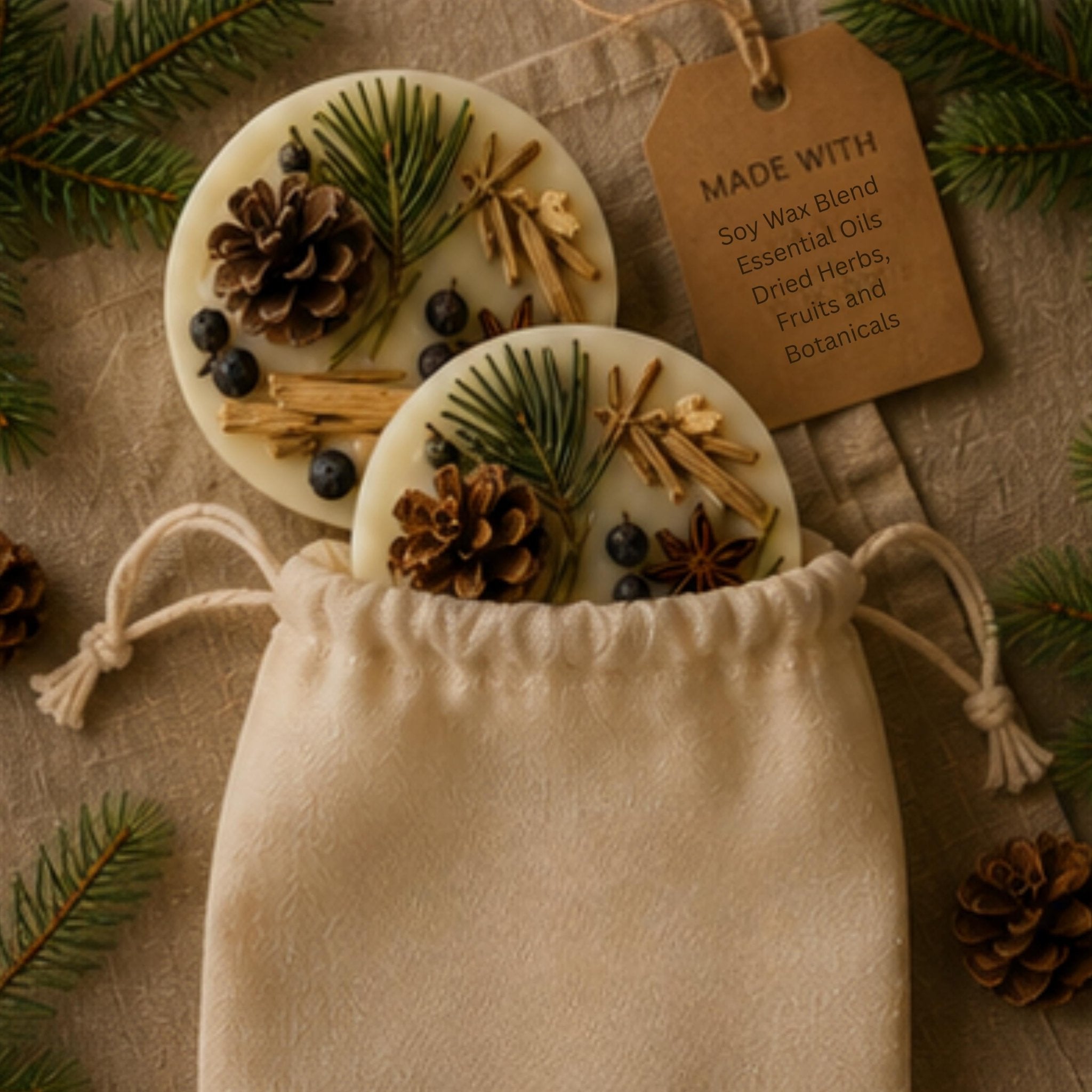 Evergreen Gathering Wickless Candle Melt, Soy Wax Tart, Woodland Aroma - Winterberry Hearth