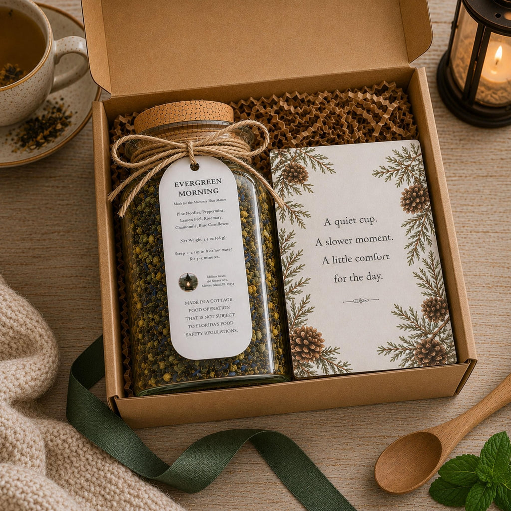 Evergreen Morning Green Tea, Citrus Mint Botanical Blend, Refreshing Loose Leaf Beverage Infusion - Winterberry Hearth